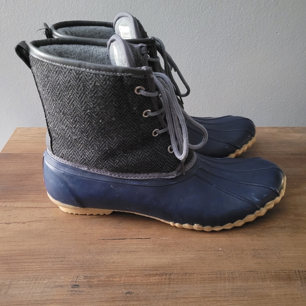 Chooka Eastlake Herringbone Gray Quilted Duck Boots Winter Sz 11 - Picture 2 of 12